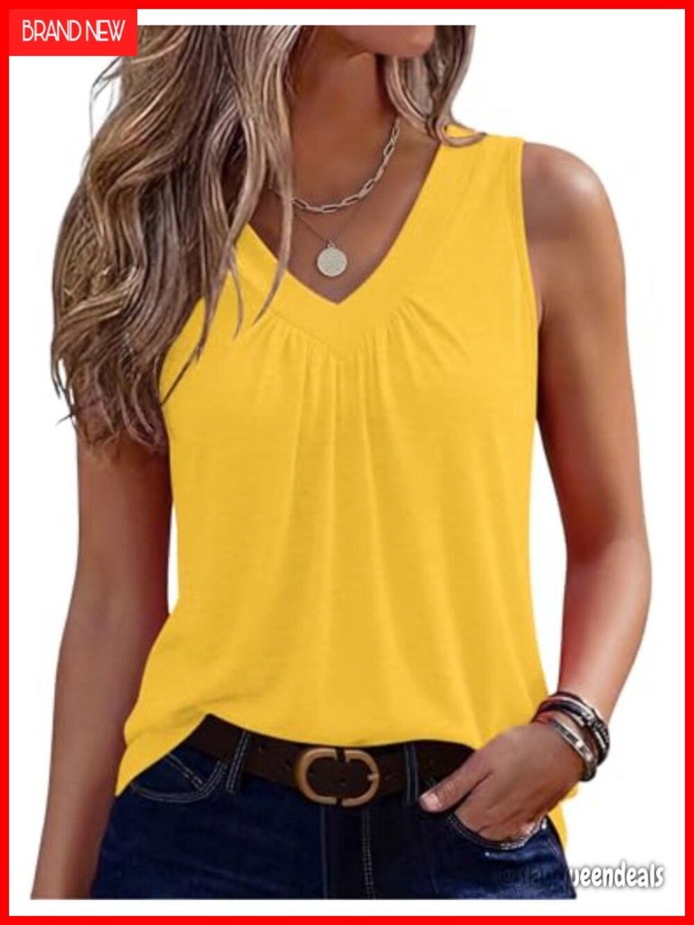 Womens Tank Top Sleeveless V Neck Pleated Blouse Summer Casual Layer
